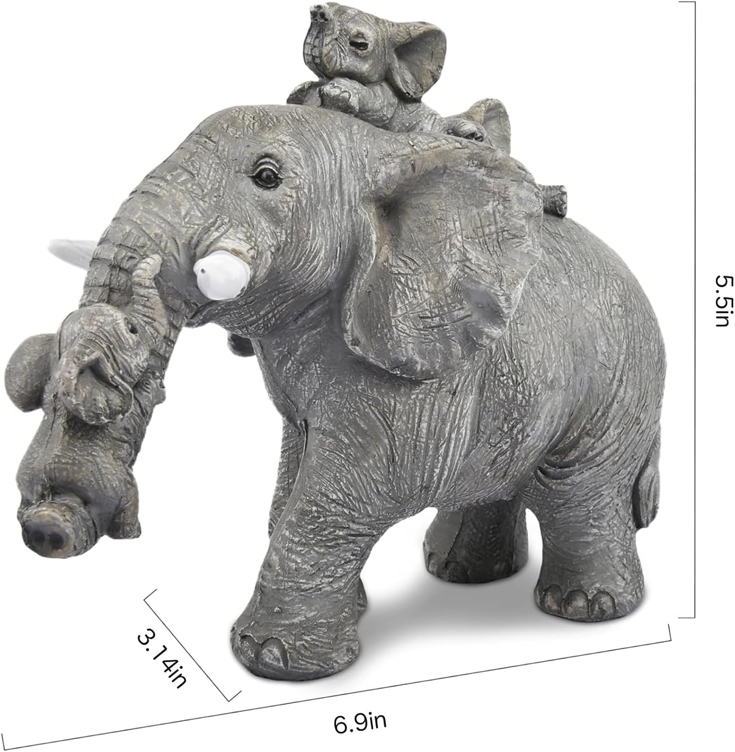 Good Luck Decorations Elephant Gifts for Women,Unique Figurines Decor for The Home, Room,Bathroom,Bedroom,Classroom Shelf Décor (Gray)