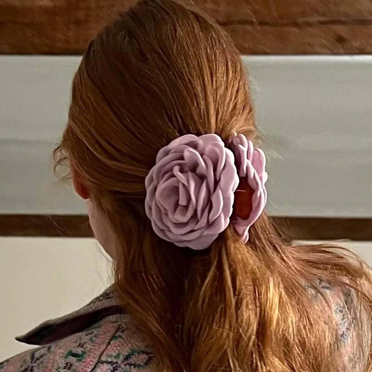 Fabric Rose Flower Hair Claw Clip for Women,Fashion Non Slip,Strong Hold Floral Up do Hair Accessories for Women(Red)
