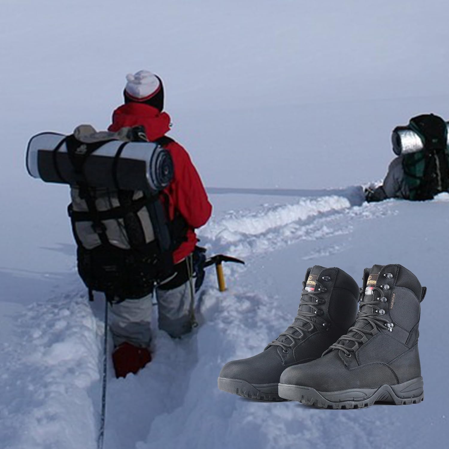 Men's Waterproof Military Tactical Boots Lightweight Work Boot Insulated Hunting Boots, 8 Inches Lace-up Outdoor Boots, 400g Thinsulate - Image 3