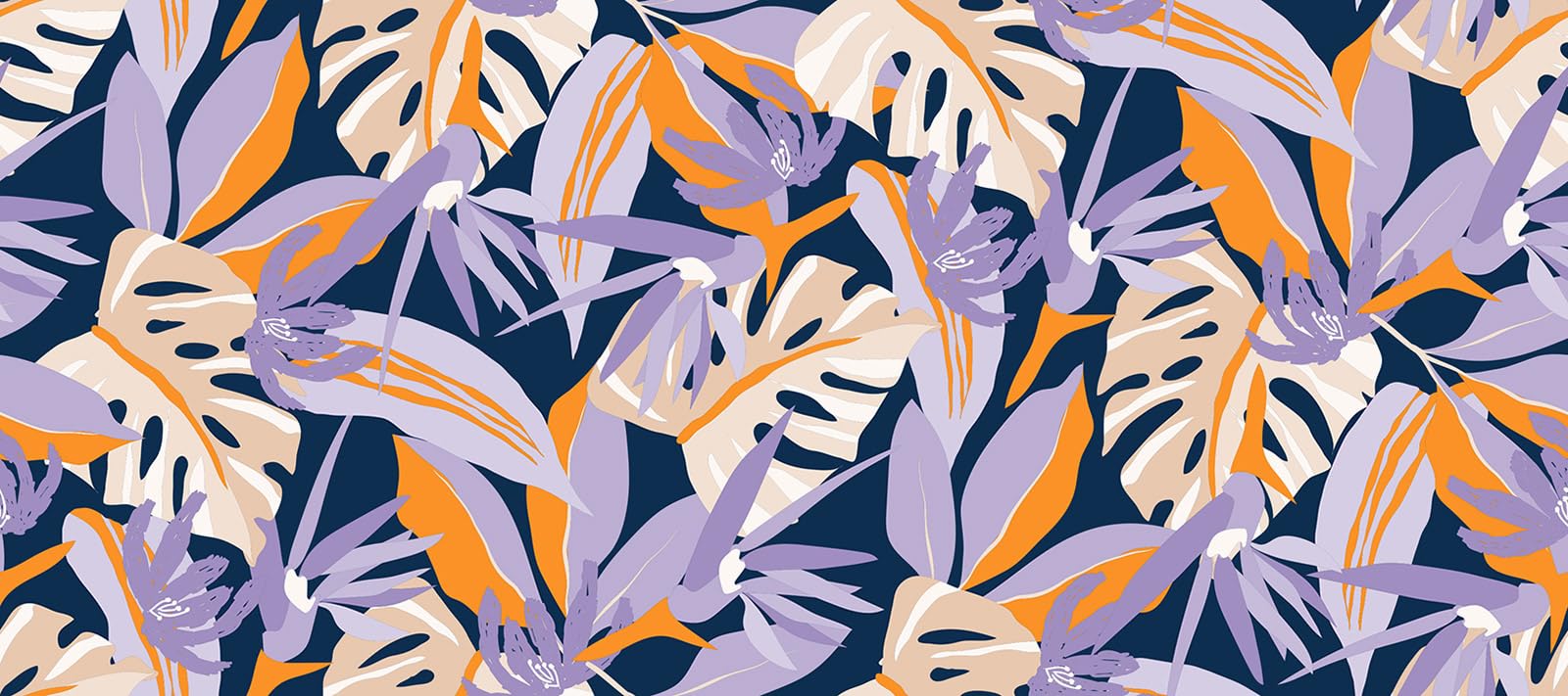 Papier peint panoramique feuilles tropicales Lumalea pour agrandir une pièce