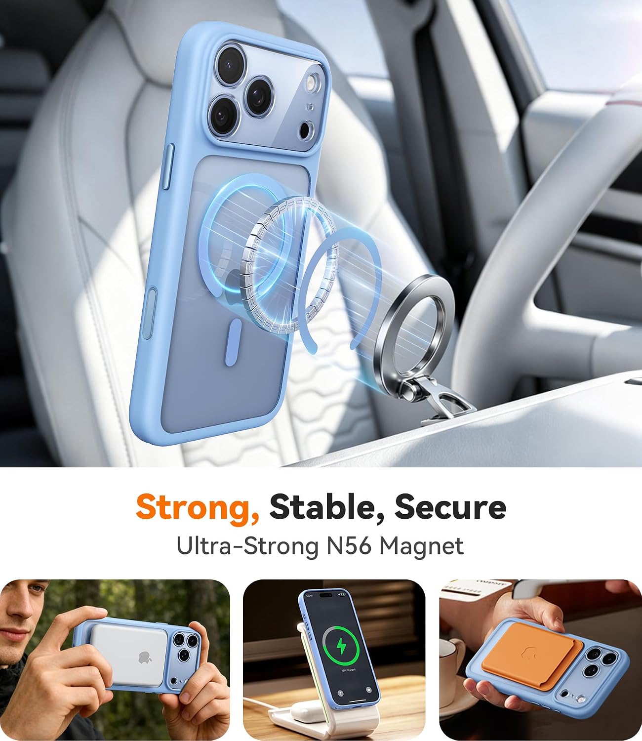 Stronger Magnetic Shockproof for iPhone 18 Pro Case, Clear Blue thumbnail