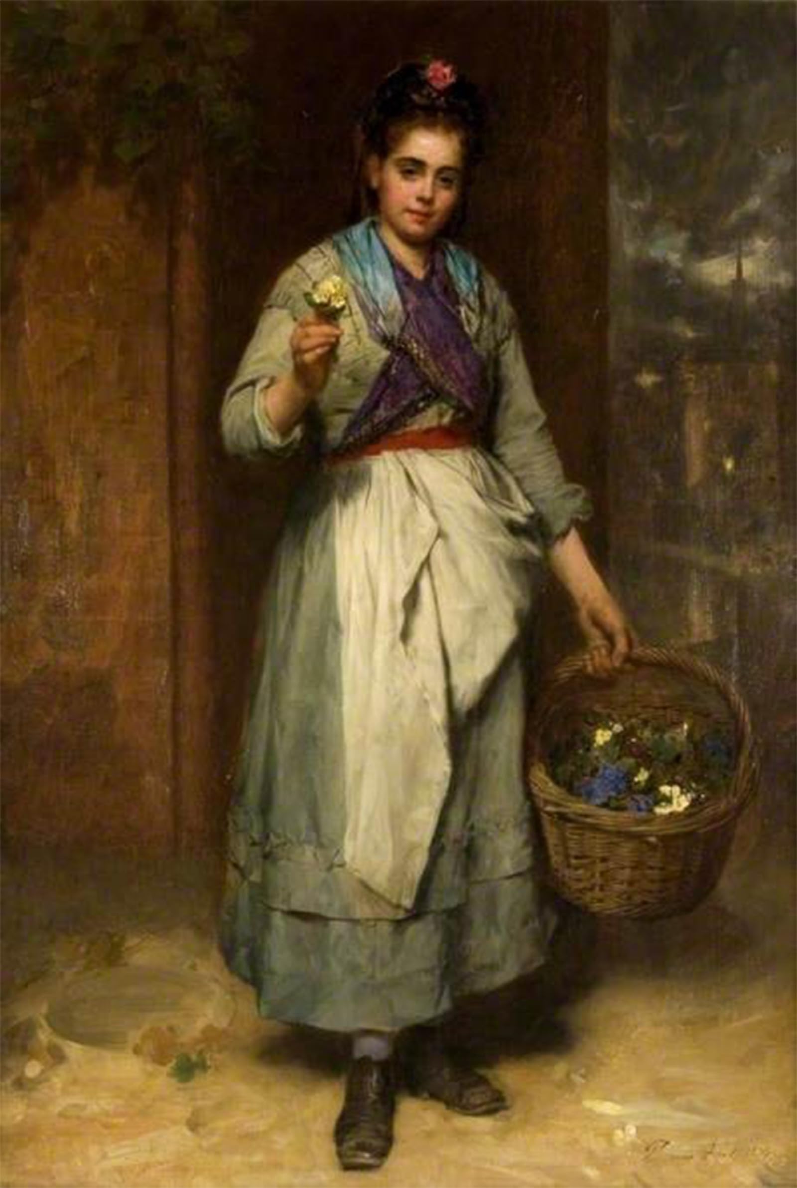 POSTERIIk Vintage Classic Picture Landscape Artwork Violets and Primroses by Thomas Faed Portrait Canvas Painting for Office Home Decor 60x90cm