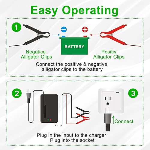 Miniatura 5 de Cargador de batería LifePO4 de 24 V, 29.2 V 10 A, cargador de goteo multietapa y mantenedor para automóvil, RV, barco, barco, 24V, litio, fosfato de