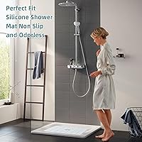 Vista 5 de Shower Mat Non Slip Silicone Soft Odorless Bathtub Mat Non Slip No Suction Cups for Refinished,Reglazed and Textured Bath Tub Mat 24 X 24 Inch White