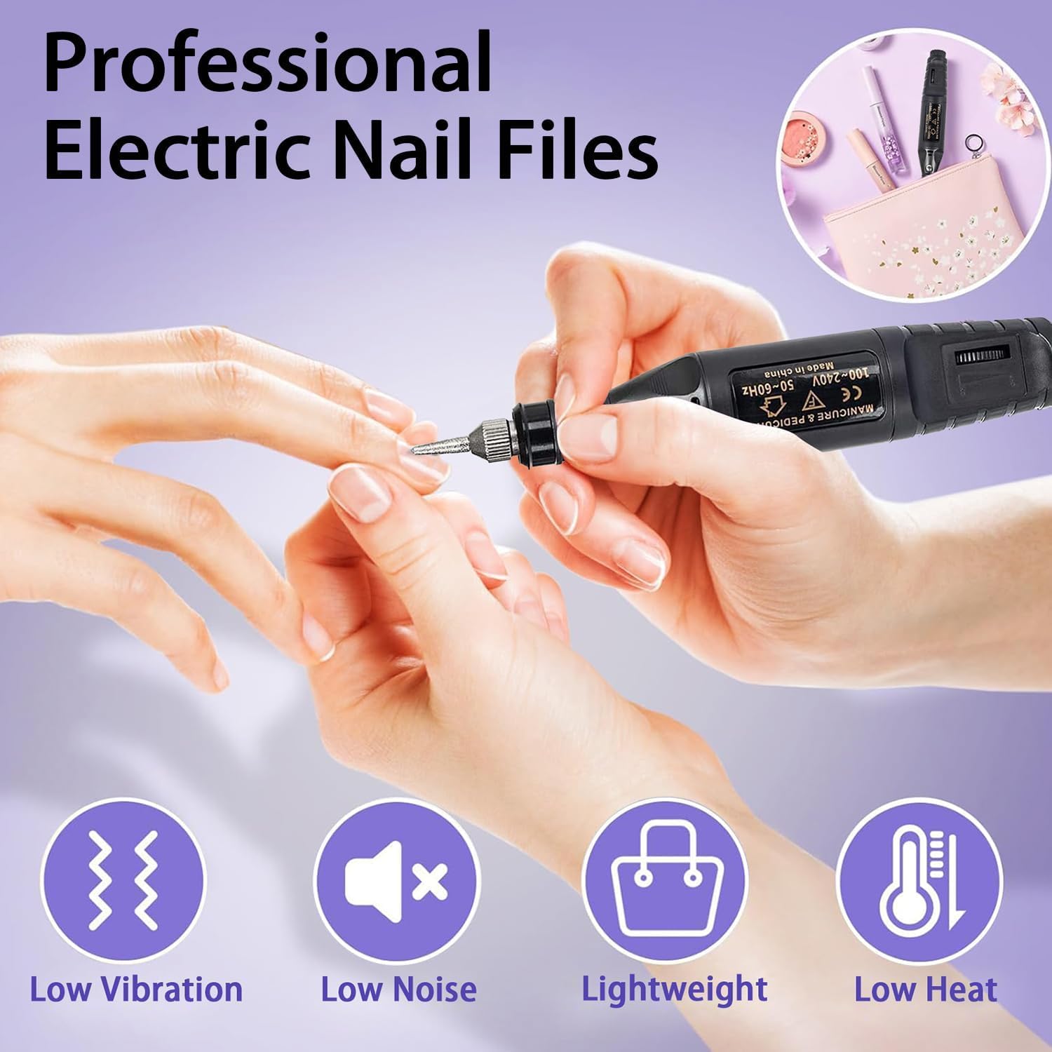 Electric Nail Files 20000RPM for Thick Toe Nails Professional Compact Nail Drill Machine Set for Gel Nails with 6 Drill Bits - Image 3