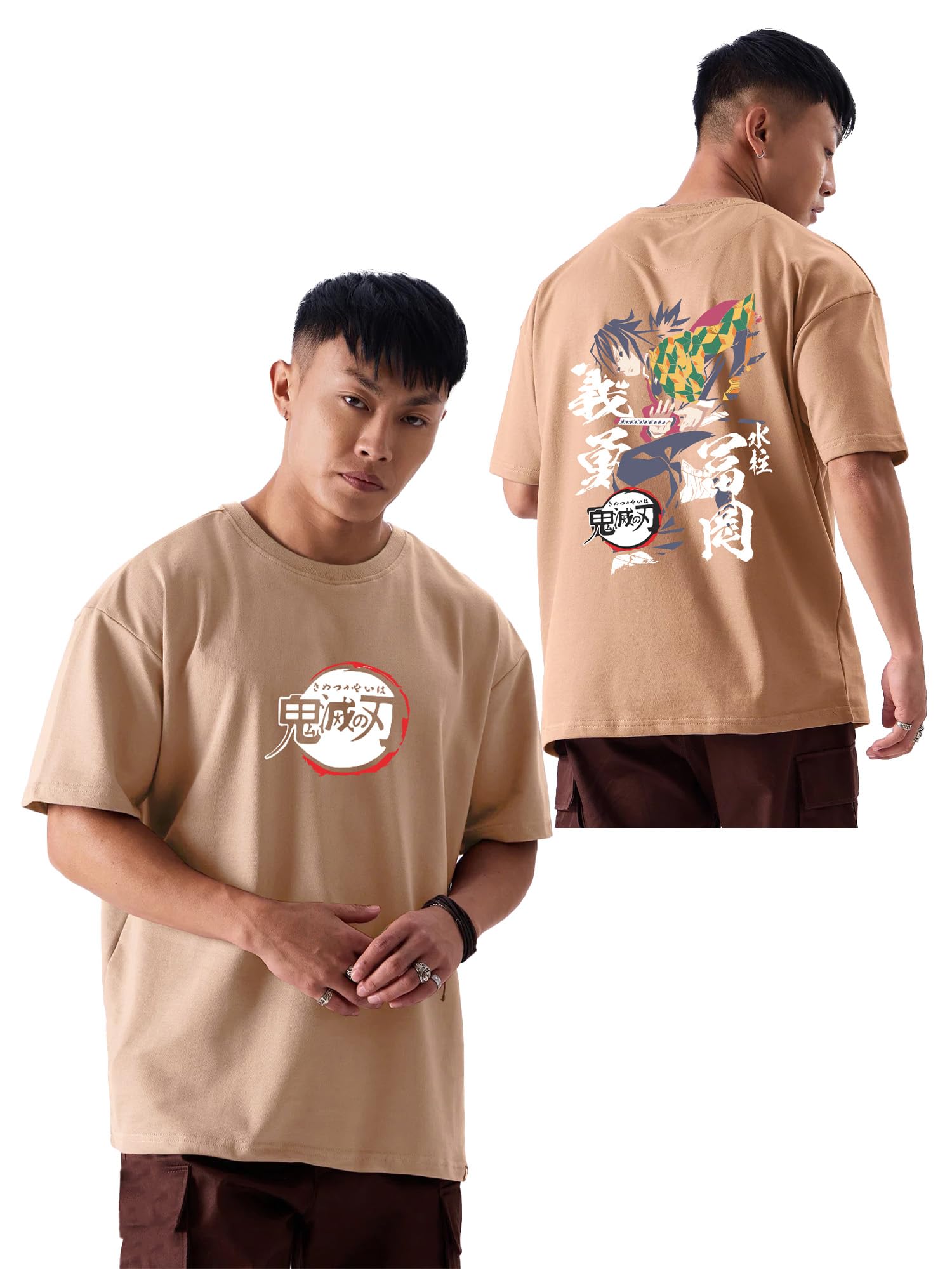 fanideaz Mens Oversized Anime Printed Half Sleeve Cotton Branded T-Shirt for Mens ||Printing Tshirts for Men || Oversize Tshirts for Men