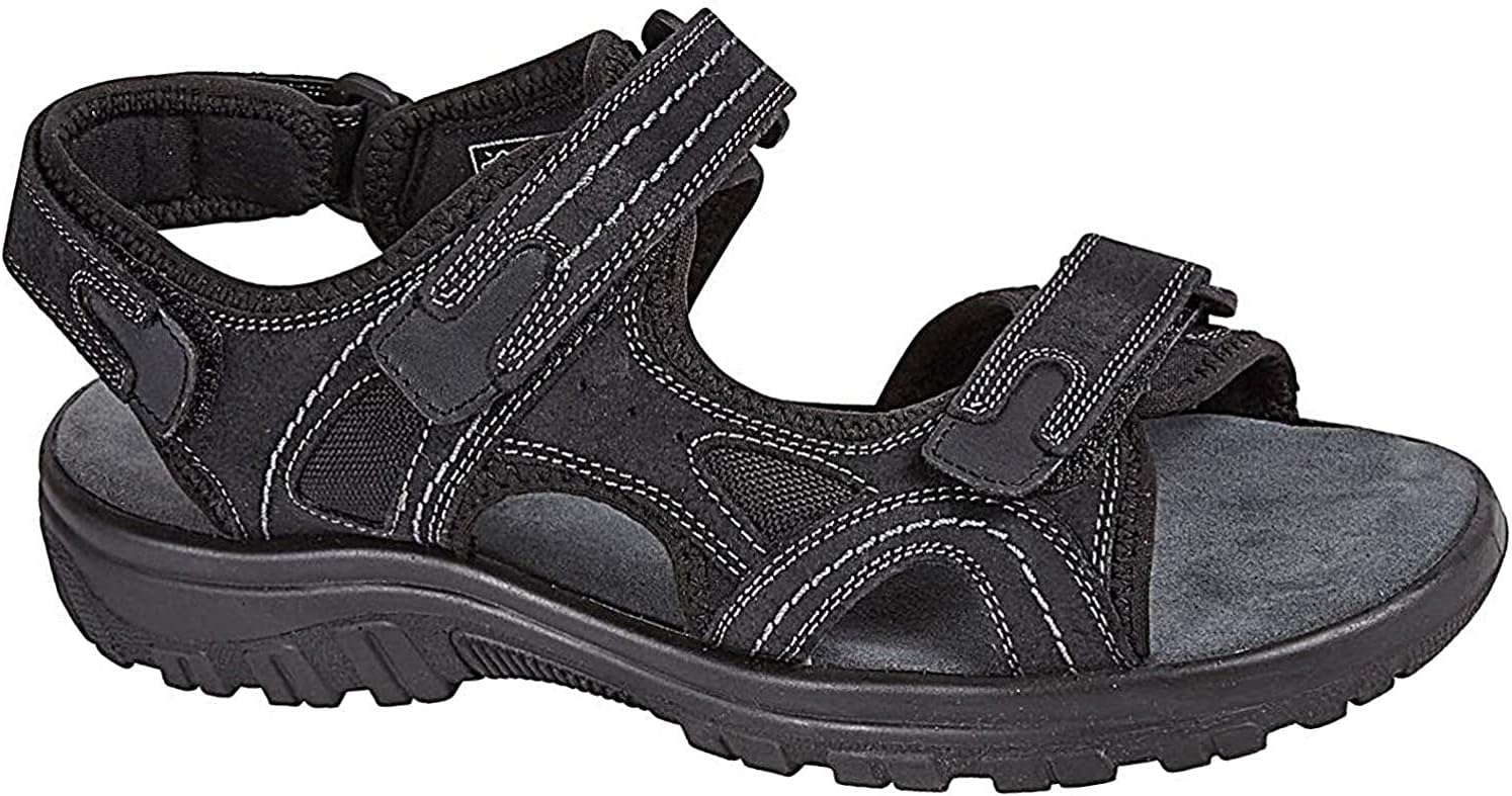 Bio Comfort Mens Real Leather Adjustable Touch Fasten Comfort Gladiator Summer Sandals Shoes ,Black, 11 UK