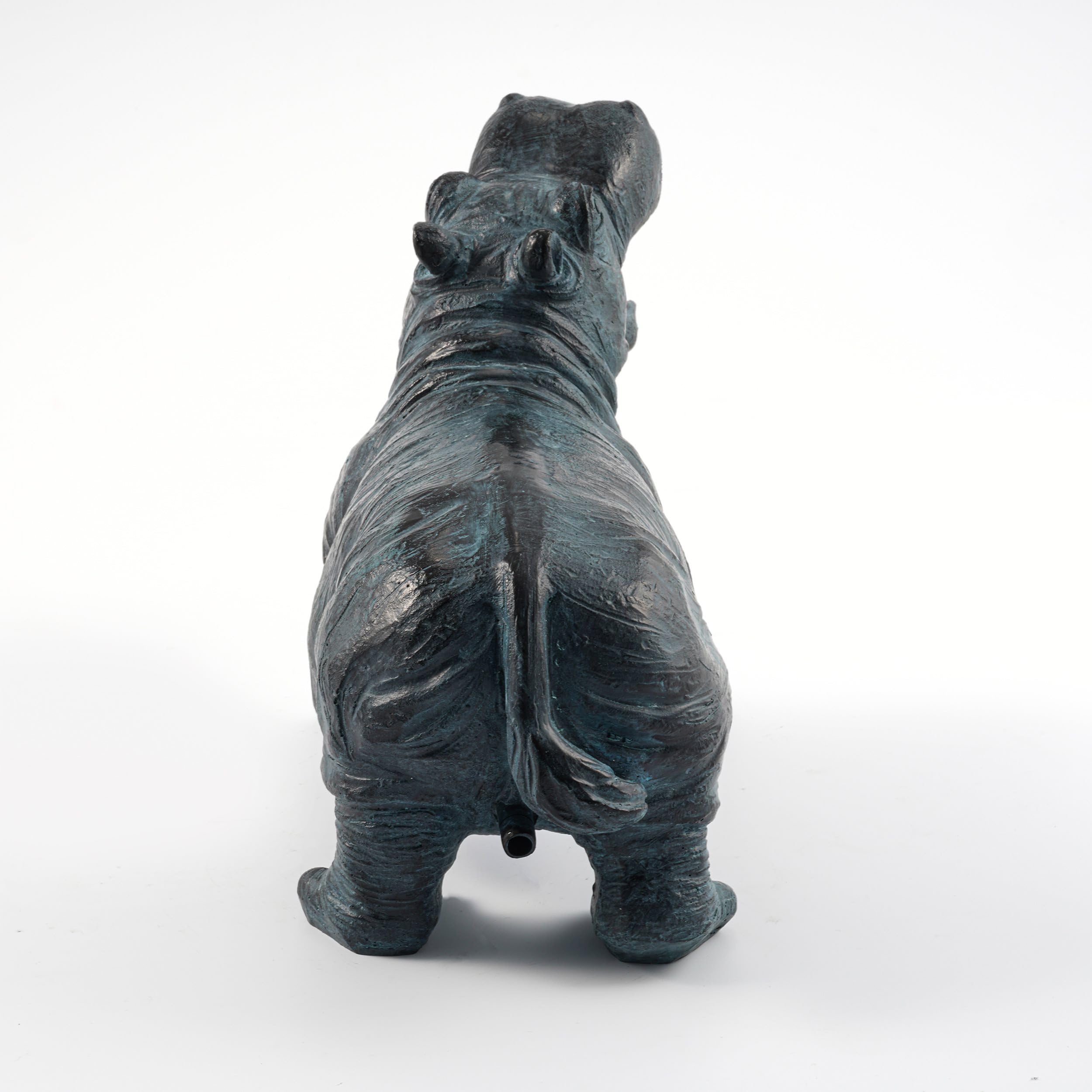 Esotec Solar Wasserspeier Set Hippo Nilpferd, Solarpumpe, Teichfigur Gartenfigur Gartenstatue, Tauchpumpe, Gartenbrunnen, Springbrunnen für außen Outdoor, Vogeltränke H=20cm 101658