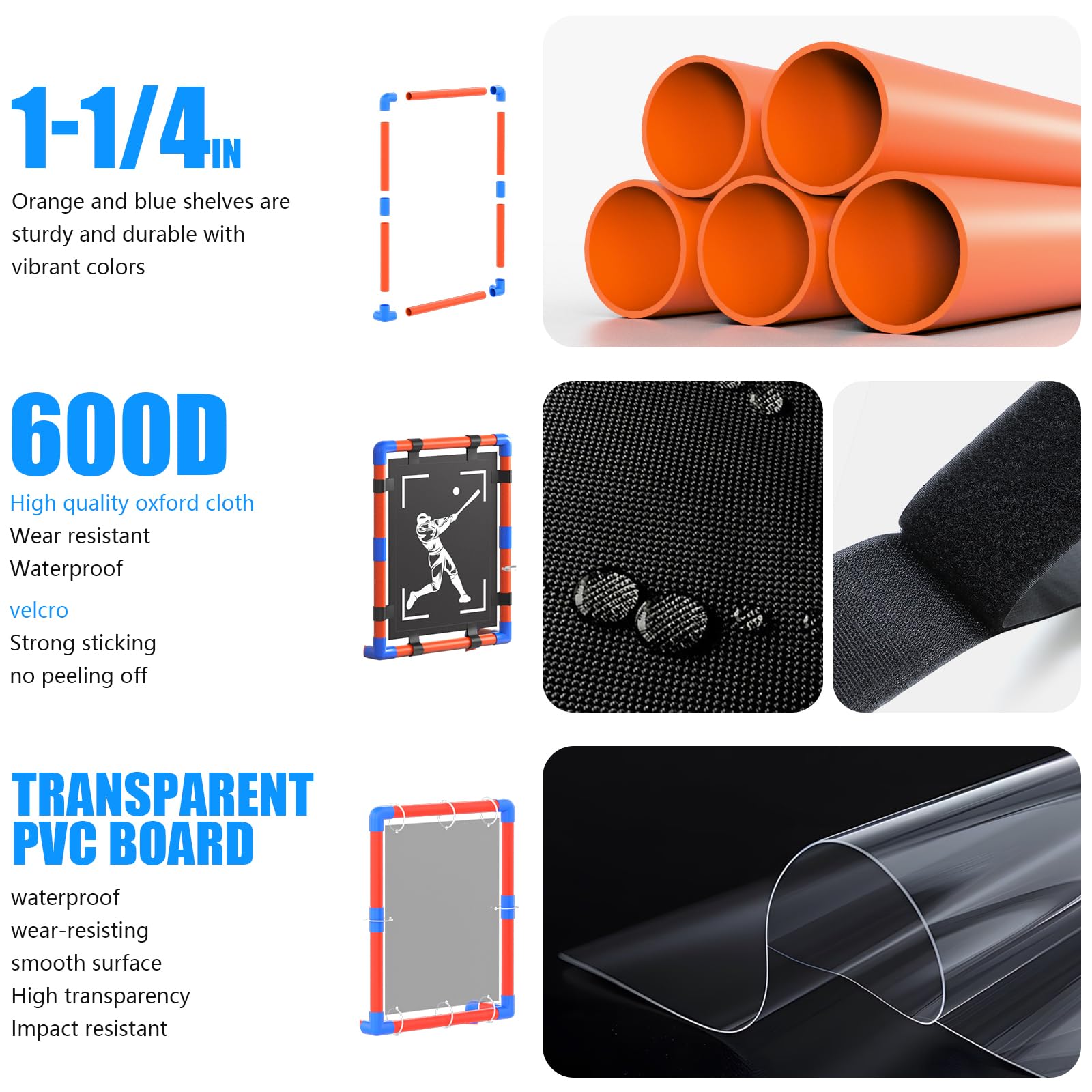Cible de zone de frappe de baseball avec cadre PVC robuste et trépied réglable