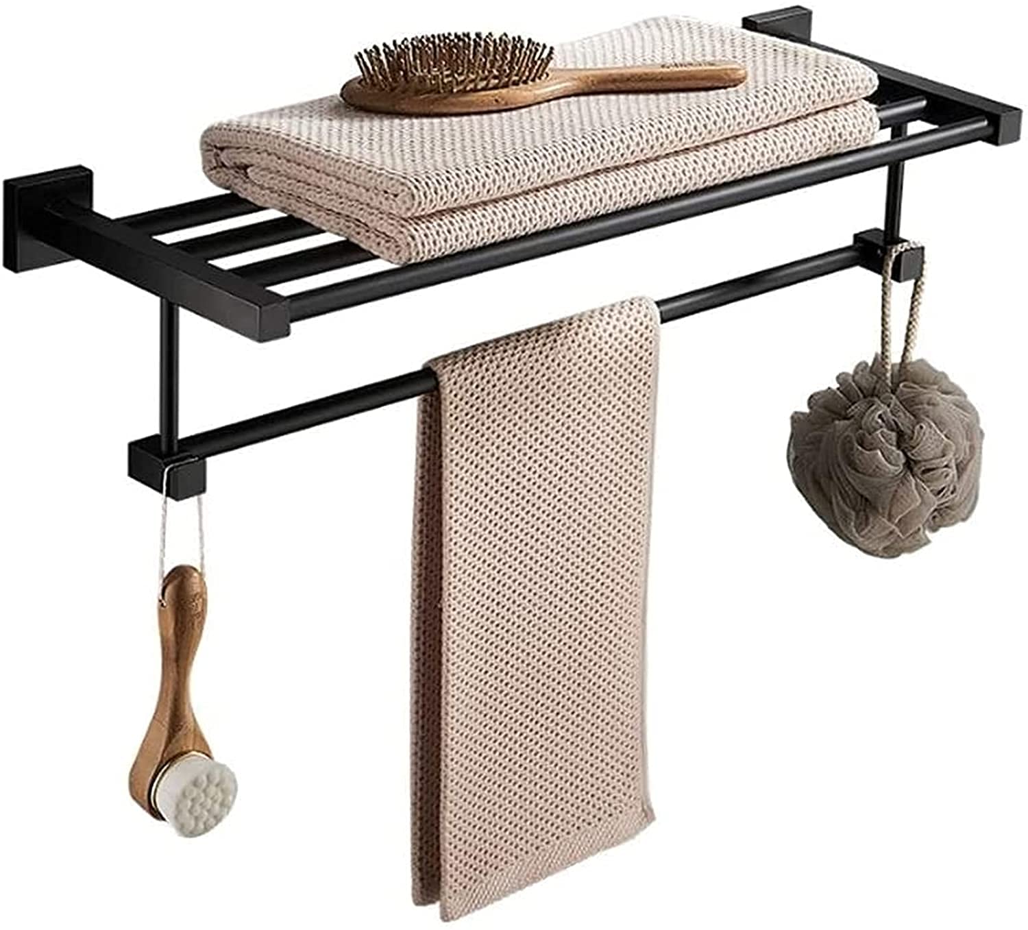 Porte-serviette de salle de bain mural avec etagere etanche