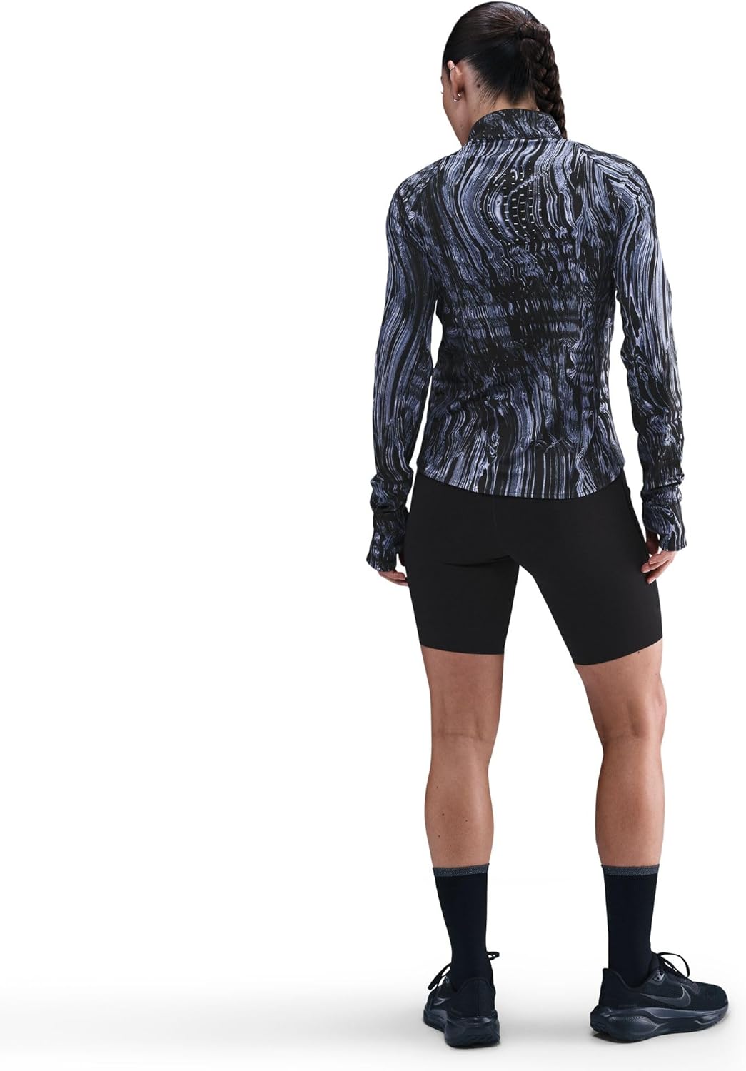 Nike Swift Women's Dri-FIT UV 1/2-Zip Printed Running Top (World Indigo)