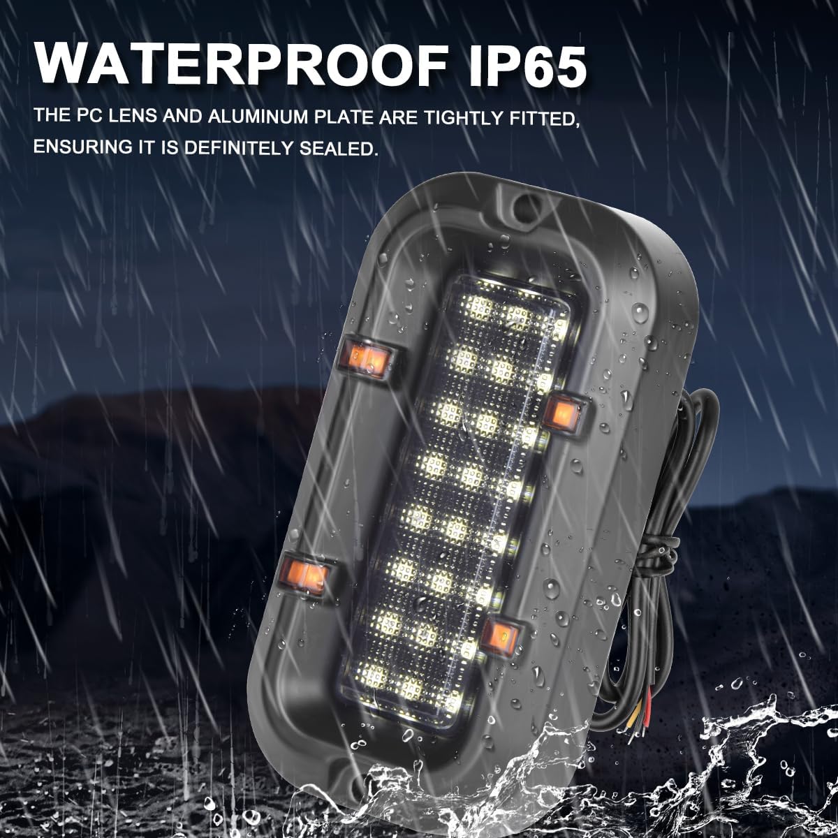 2PCS White 24LEDs Rock Neon Glow Lights with Amber Strobe image 5