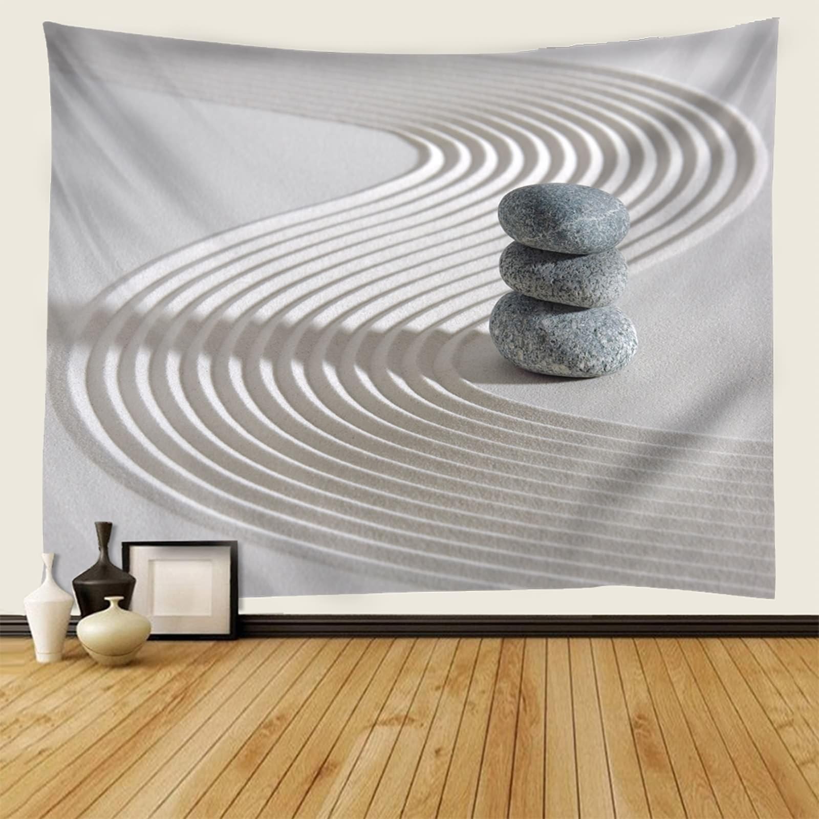 Wycian Wandteppich XXL Fenster Wandvorhang Beige XL Sand und Stein Mikrofaser 300X256cm (Breite x Höhe)