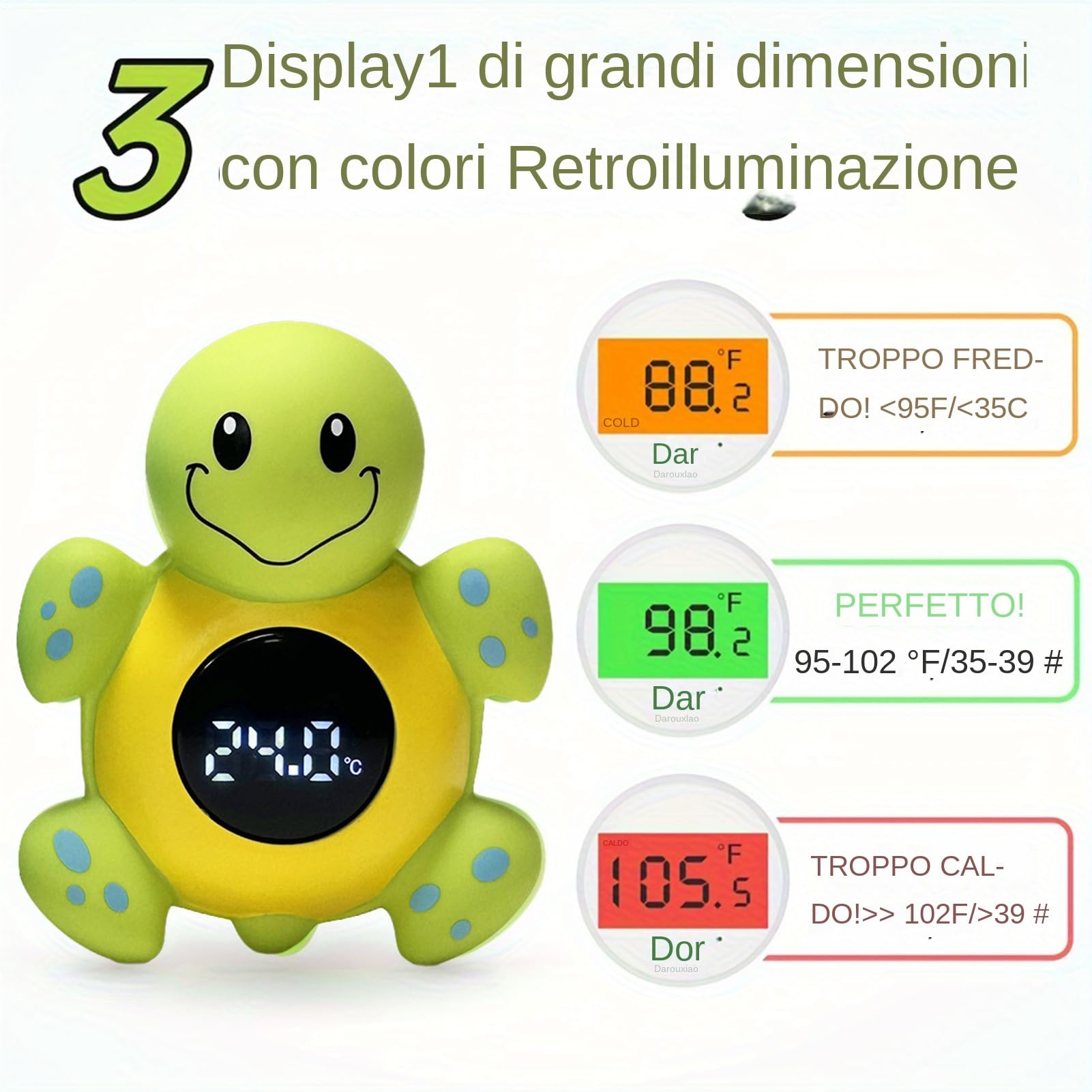 Termometro Per Il Bagno Per Bambini - Termometro Galleggiante Da Bagno Per Bambini | Termografo Di Tartaruga Cartoon Elettrica Per Bambini Doccia | Goditi Il Termografo Preciso Da Bagno E Nuoto Per La