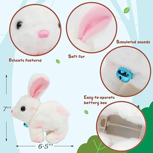 Miniatura 5 de Easfan Conejo de peluche interactivo saltando con orejas saltadoras, orejas saltadoras, nariz en movimiento, juguete educativo de peluche para