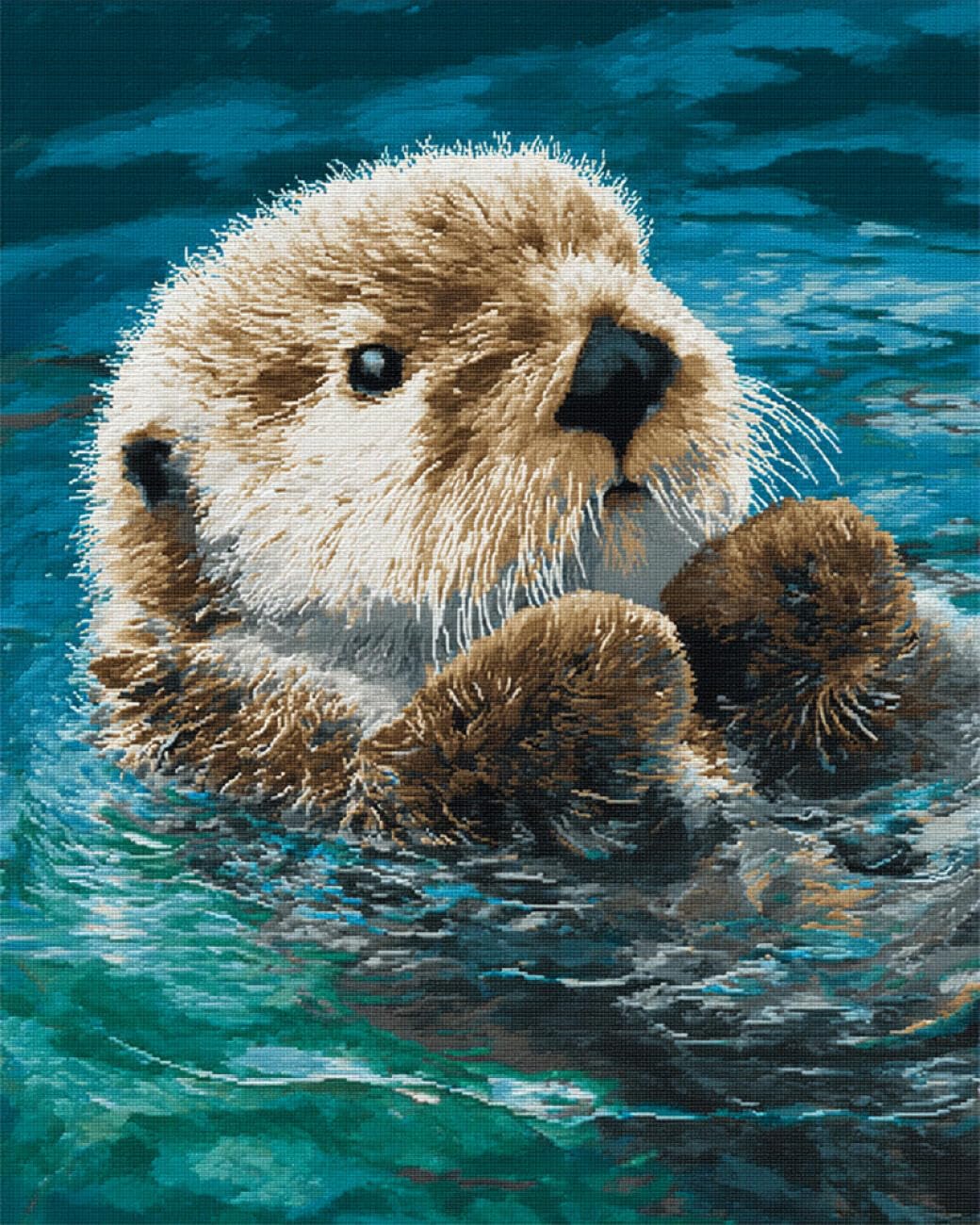 AxiangziK DIY Stamped Cross Stitch Kits Cartoon Otter 11CT 60x80cm
