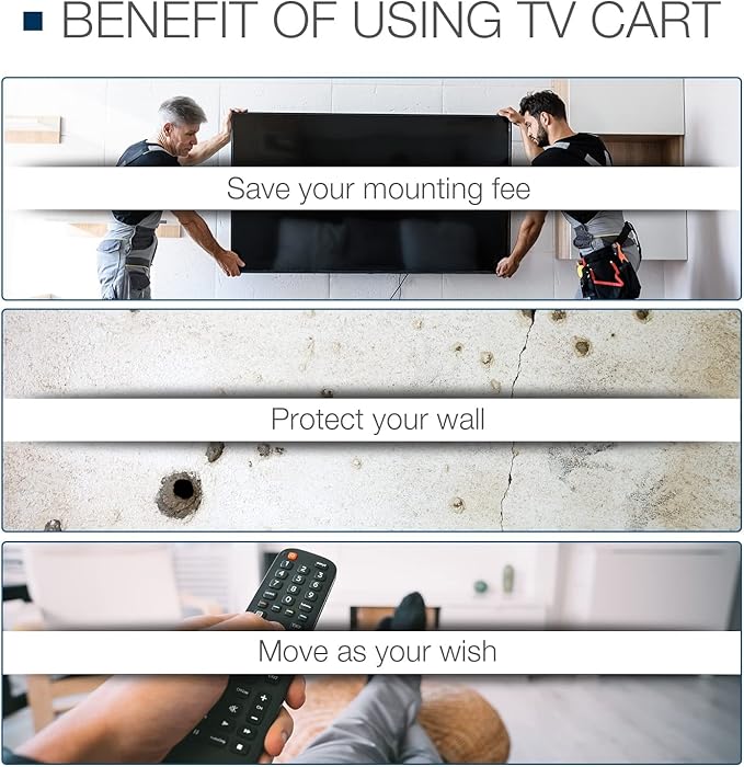 THEGA Soportes movil para TV de 32-65 pulgadas con ruedas, carga maxima 80 kg miniatura 6