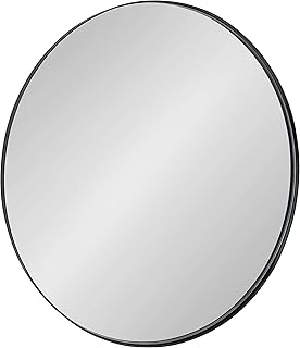 Kate and Laurel Rollo Modern Round Wall Mirror, 22 inch Diameter, Black, Beautiful Circular Mirror for Wall