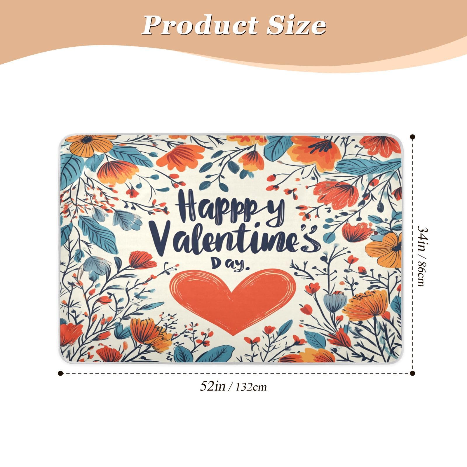 Valentines Day Florals Red Love Heart Happy Valentine's Day Extra Large Resuable Changing Pad Covers Soft Absorbent