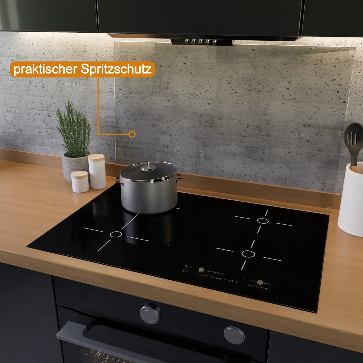 Wallario Herdabdeckplatte/Spritzschutz aus Glas, transparent - durchsichtig, 1-teilig, 80 x 52 cm, für Ceran- und Induktionskochfelder