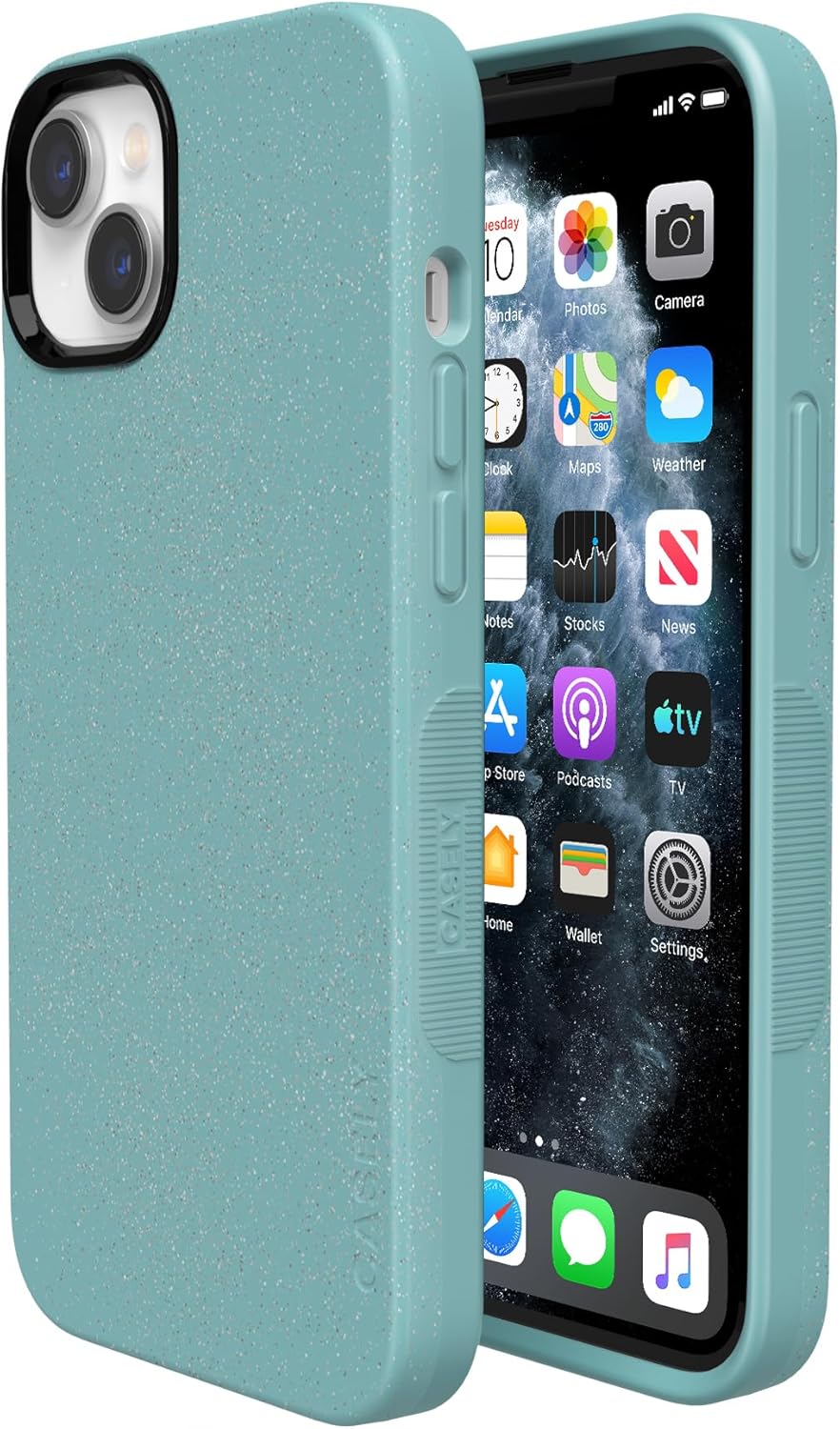 Casely iPhone 14 Case | Aquamarine | Ocean Blue Shimmer | Bold Protective Design | Compatible with MagSafe