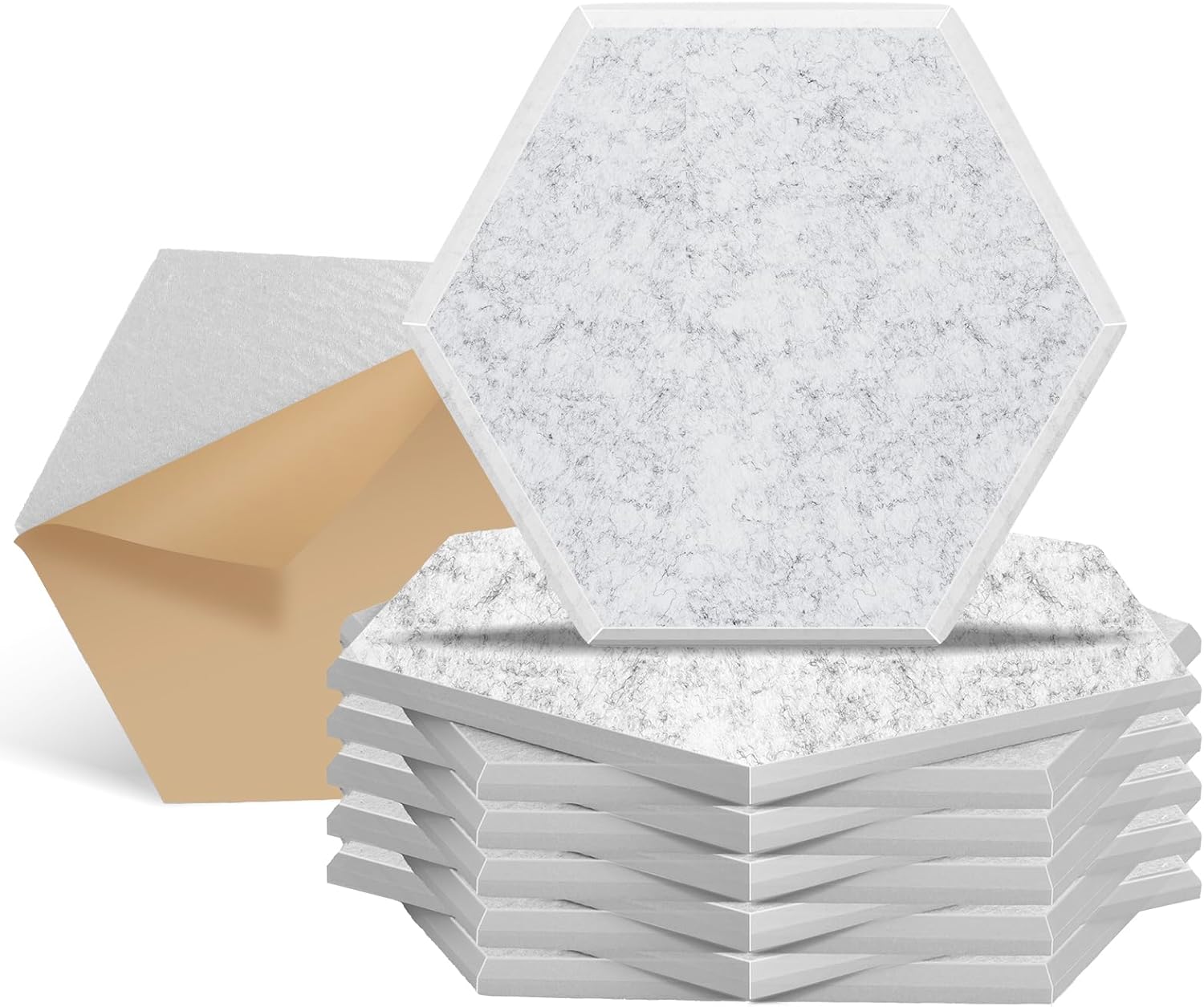 Acoustic Panels 12 Pack Self-Adhesive Soundproof Absorbing Padding for Wall Noise Sound Dampening Blocker 12''X10''X0.4'' High Density Polyester Foam Pads for Room Studio Treatment Tiles Beveled Edge