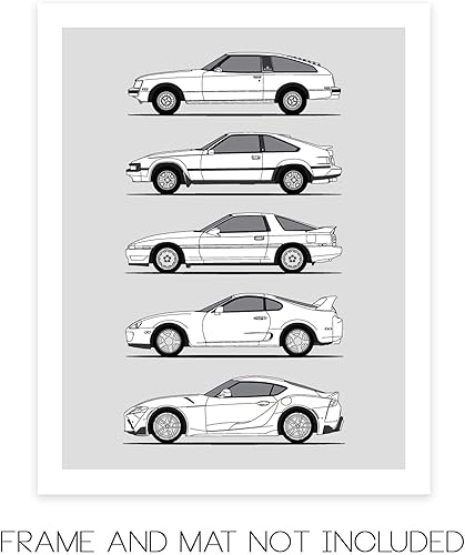 Vista 2 de Handmade Poster compatible with Toyota Supra Generations Print (Wall Art Handmade the Supra Mk I, Mk II, Mk III, Mk IV, Mk V)