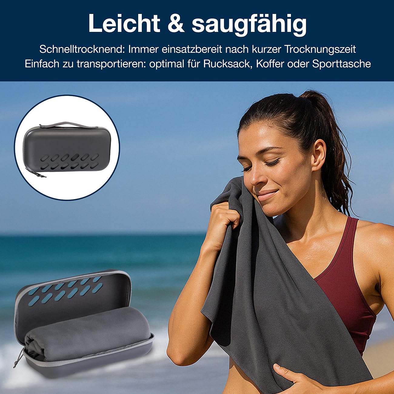 Pearl asciugamani da gastro: Set da 2 Asciugamani in microfibra, asciugatura rapida, borsa (in microfibra sportivi, asciugamano sportivo per palestra, fitness)