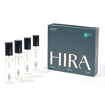 HIRA Discovery Set for Men, 4 Premium Fragrances, 10ml Each - Dive Club, Oak & Smoke, Off the Grid, After Hours