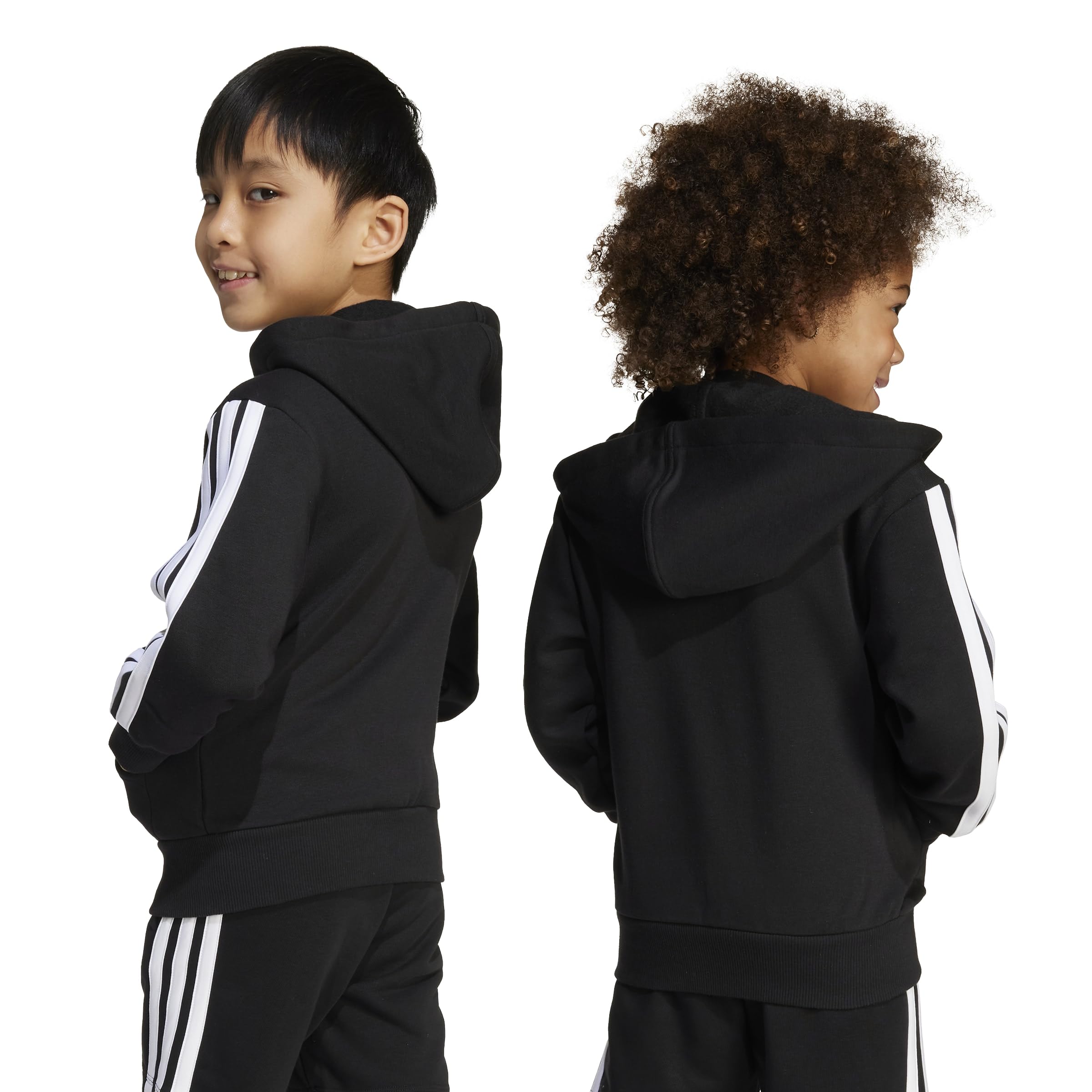 adidas Uniseks - dzieci Essentials Full Zip Hoodie Sweatshirt, black/white, 5-6 Years
