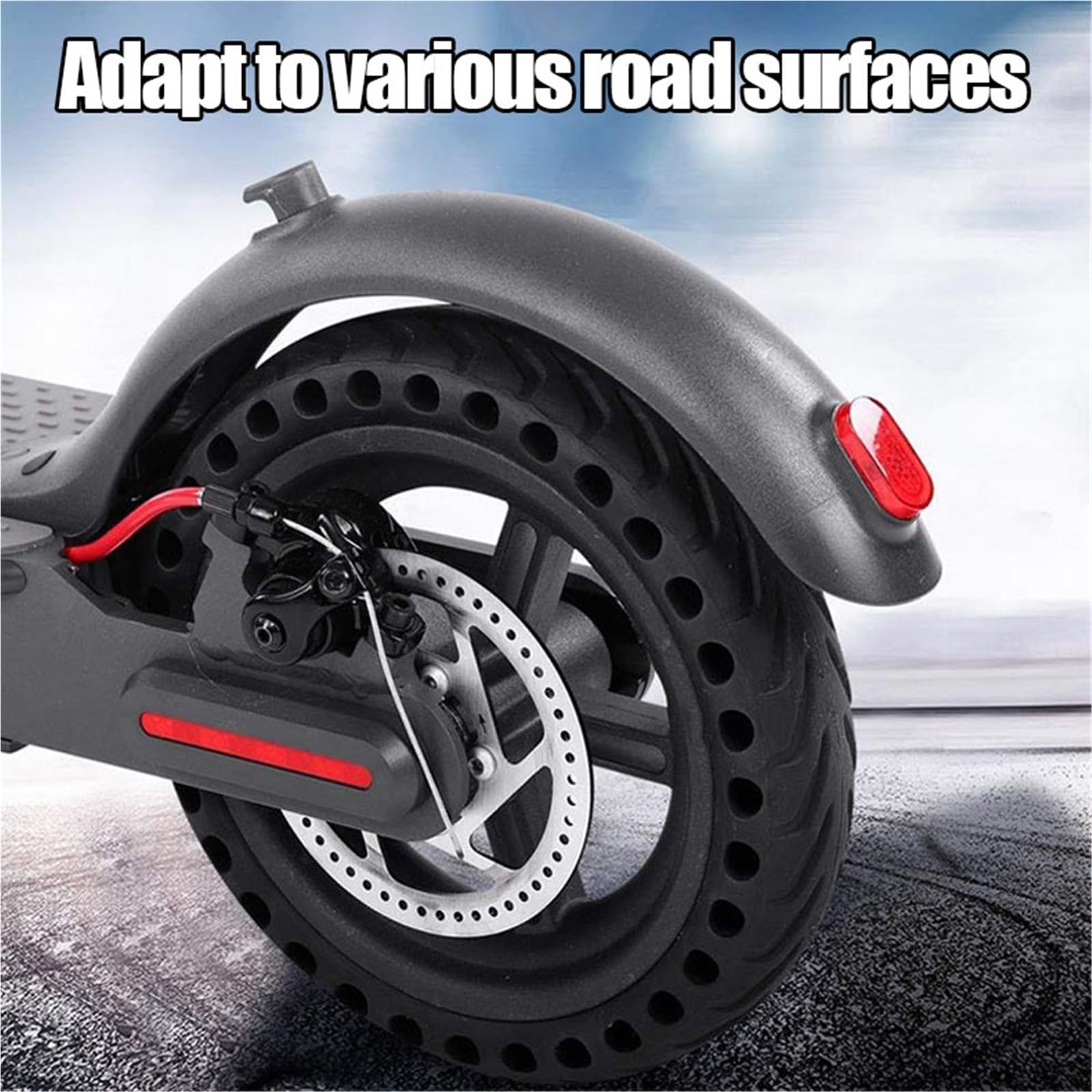 Rueda Trasera de Repuesto for Patinete eléctrico 8.5x2, neumático Macizo con buje y Disco de Freno, llanta de Panal Compatible con M365 1S Pro PRO2