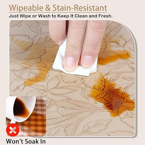 Miniatura 8 de SolaraDawn Juego de 4 manteles individuales de cuero sintético, lavables, lavables y resistentes al calor, manteles individuales de comedor