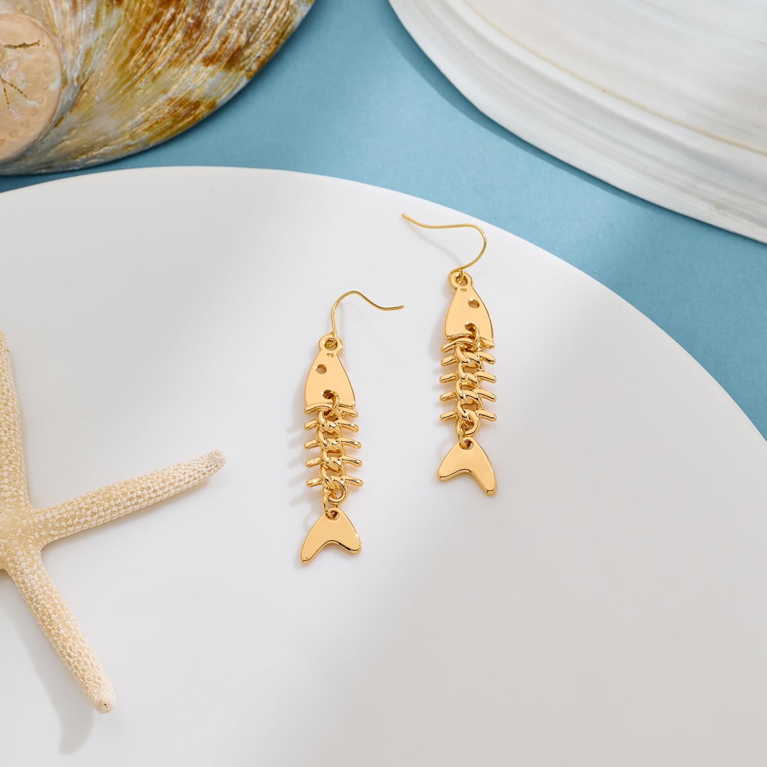 Gold Silver Hoop Earrings for Women Gold Silver Fish Dangle Earring Fashion Beach Jewelry for Women - Image 4