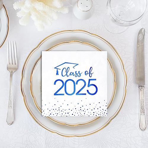 Miniatura 4 de 100 servilletas de graduación de clase 2023, servilletas desechables de felicitaciones, toallas de mano de papel de aluminio de felicitaciones para