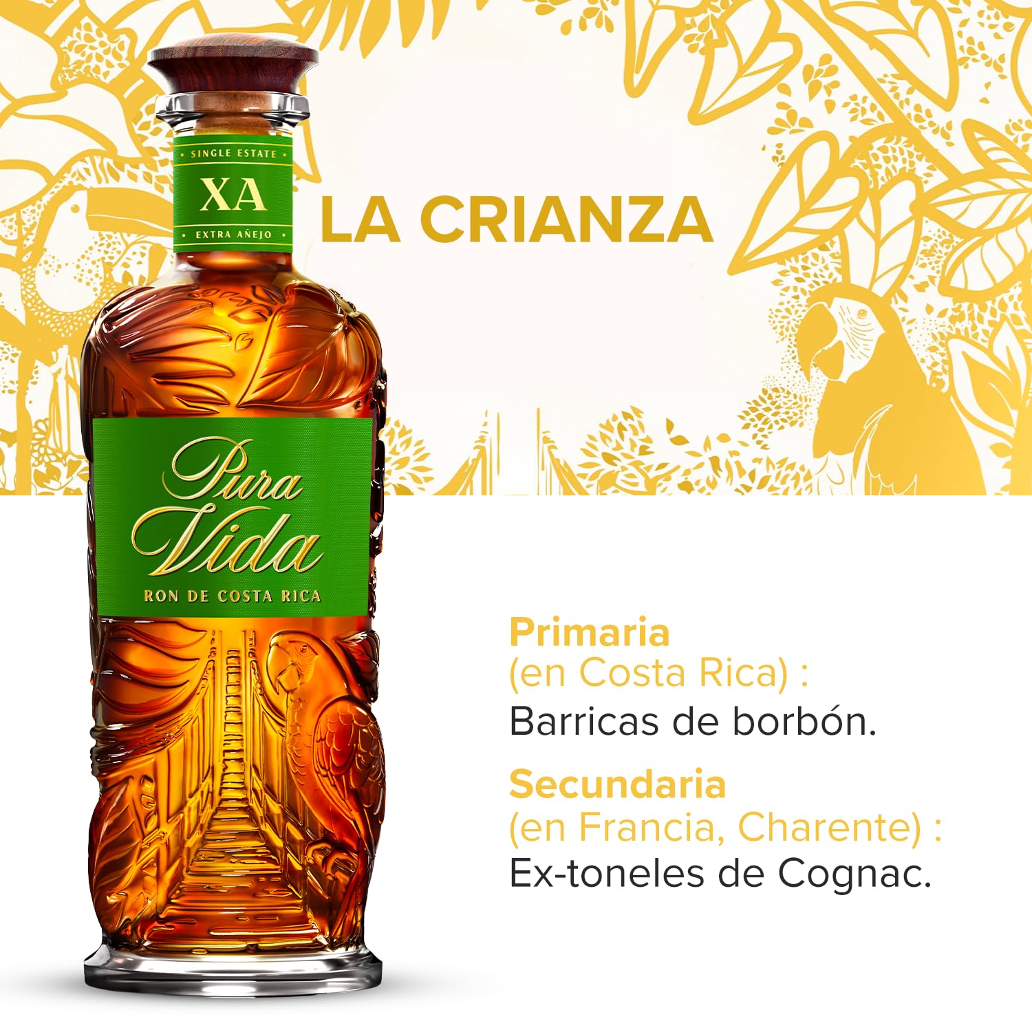 PURA VIDA - X.A - Ron Oscuro - 40% Alcohol - Origen: Costa Rica - Botella 70 cl