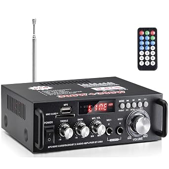 Power Amplifier BT-298A Audio Sound Amplifier Bluetooth 5.0 HIFI Digital Amplifier Microphone Amplifier BT-298A RC Support Car Home USB MMC Card AUX MP3 Compatible, For Parties, New Years Party