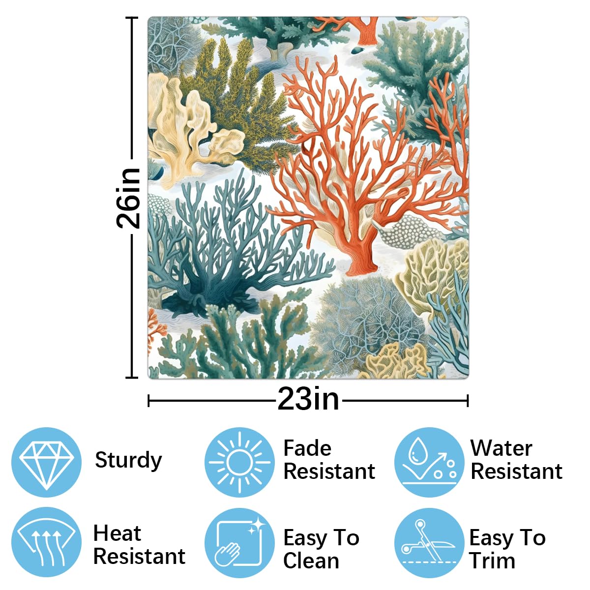 Mexpekil Adesivo decorativo per lavastoviglie Coral Sea, 53 x 66 cm, adesivo decorativo per lavapiatti per porta d'ingresso, impermeabile, per pannello elettrodomestico da cucina, decalcomania