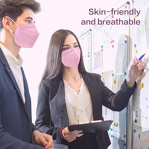 Miniatura 37 de Miuphro KN95 Máscara facial, paquete de 50 unidades, negra, máscara de seguridad con diseño de 5 capas para protección, máscaras desechables