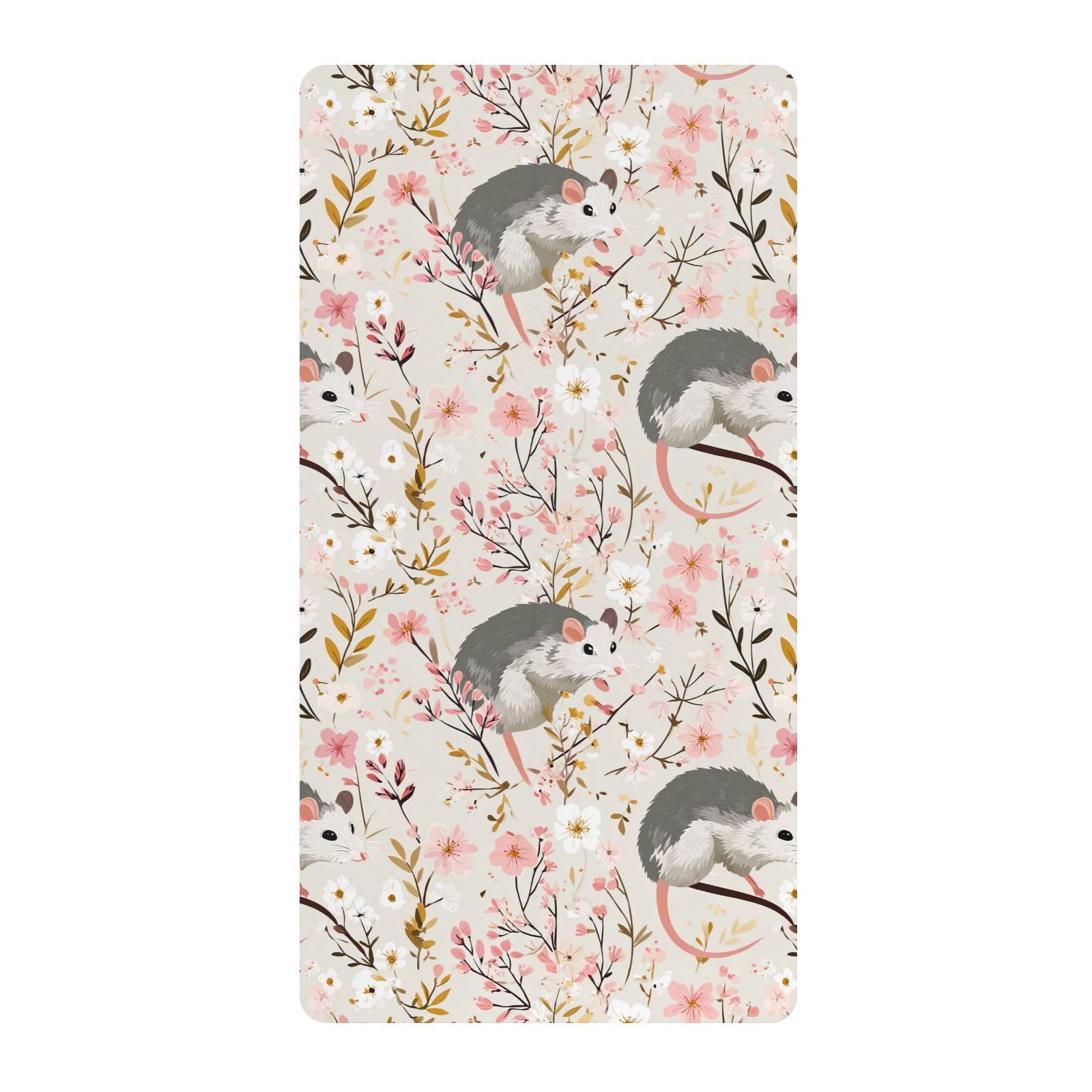 Carino Cartoon Garden Possum Primavera Lenzuola per Culla per Ragazzi Ragazze Cotone Baby Playard Foglio Morbido Bambini Culla Lenzuolo per Bambini Decorazione Della Nera, 1 Confezione forros para