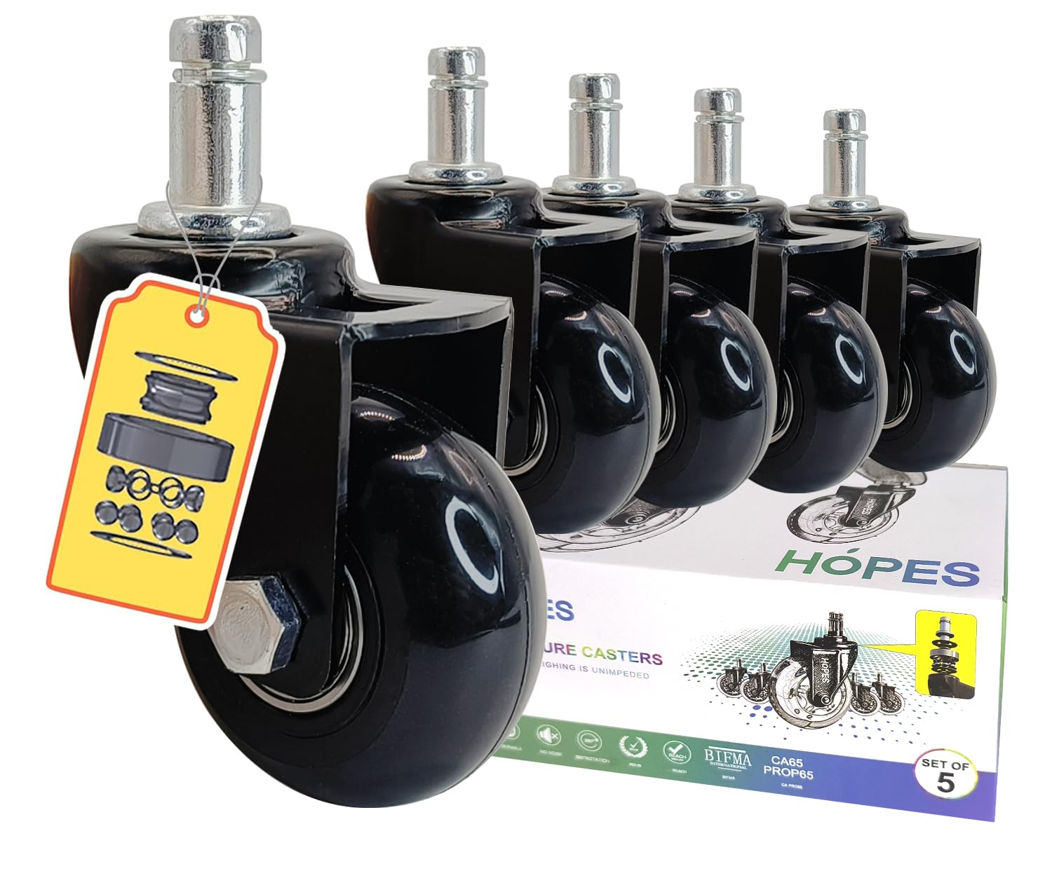 HOPES Office Chair Wheels Replacement Set of 5