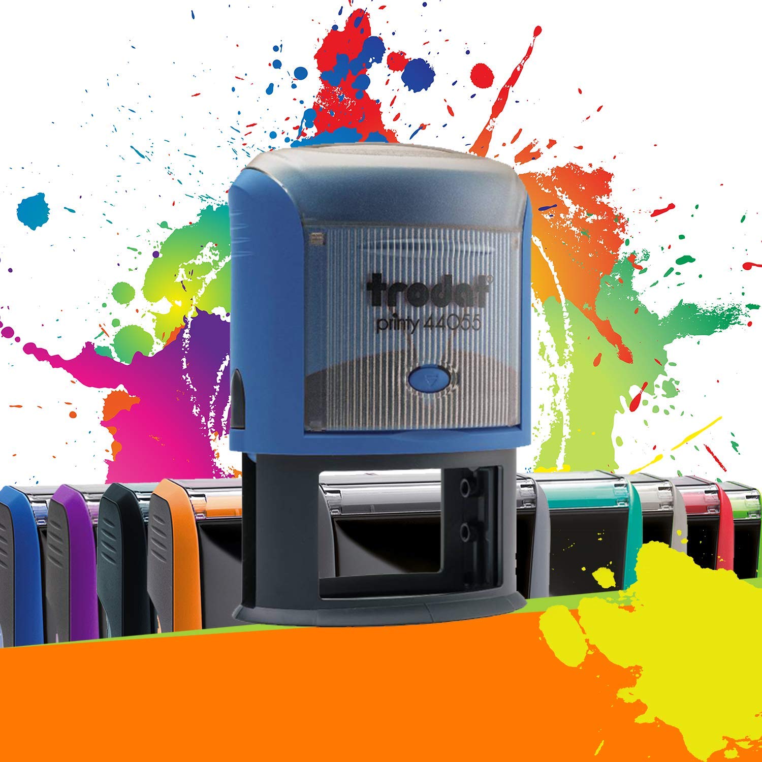 Trodat Printy 44055 Ovale - Tampon Encreur Professionnel Automatique 7 lignes À Personnaliser - Empreinte 55 x 35 mm Offerte (Bleu)