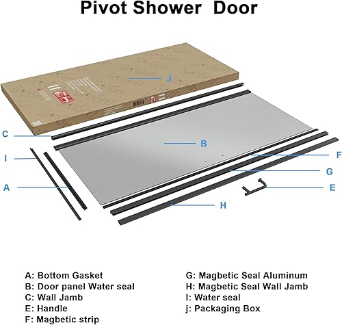 Miniatura 8 de ES-DIY 32-335 pulgadas de ancho x 72 pulgadas de alto puerta de ducha sin marco de vidrio gris ahumado puertas de ducha oscilantes de vidrio