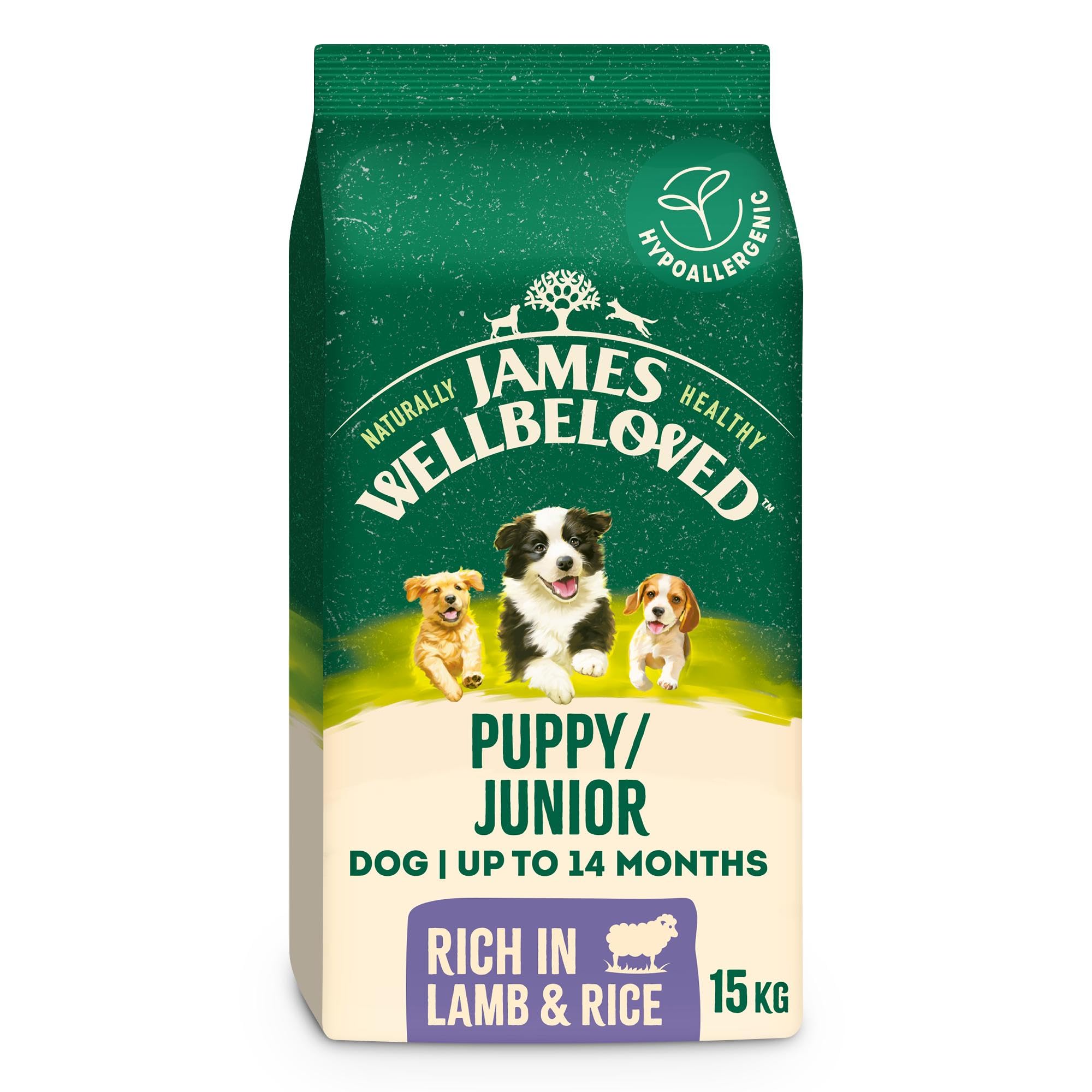 James Wellbeloved Dog Puppy Hypoallergenic Dry Food Lamb and Rice 15 kg