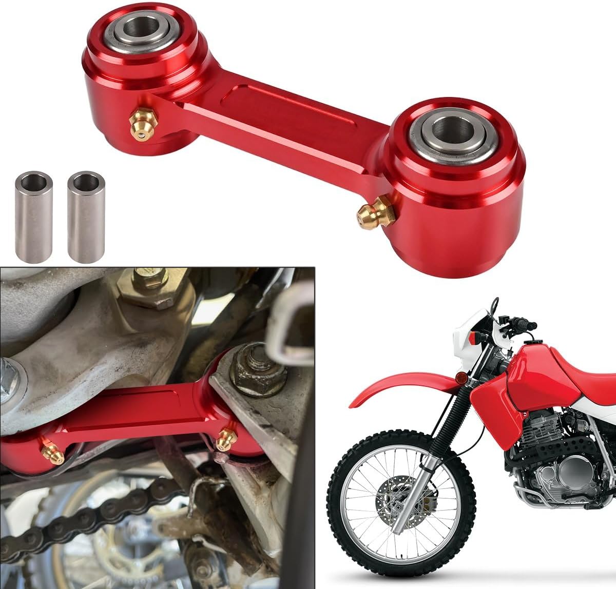 Rear Suspension Lowering Link,Billet Aluminum Motorcycle Off-road Bike Lowers Rear Suspension Drop Link Kit for Honda XR650L 1993-2024 for XR600R 1985-2024 (RED)