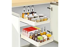 Pull Out Cabinet Organizer: 1Pack Adhesive Drawers for Cabinets - Carbon Steel...