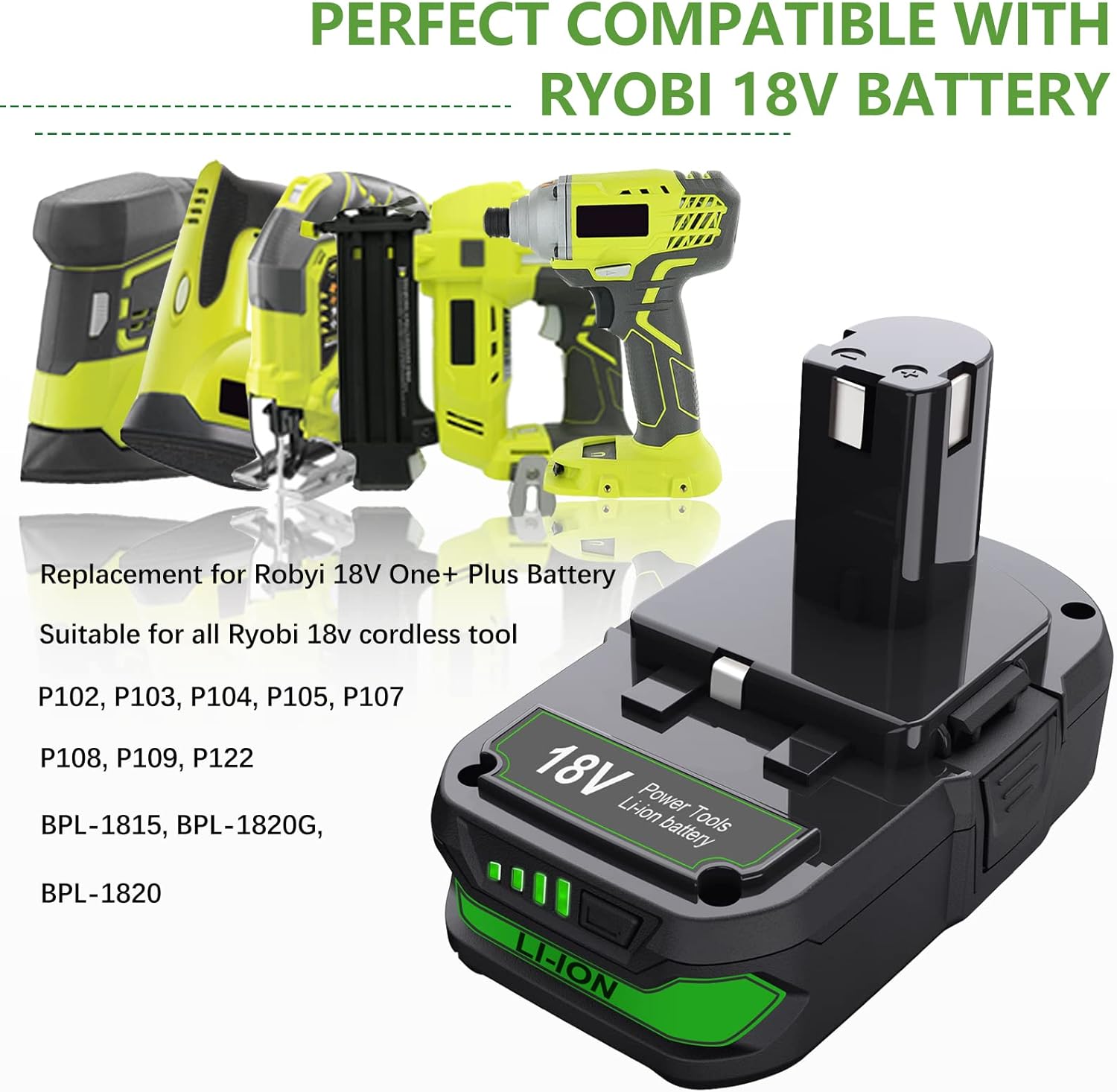 Bonacell 2Pack 3.0Ah Replacement for Ryobi 18V Battery and Charger Combo, Compatible with Ryobi ONE+ 18 Volt Battery and Charger P102 P103 P104 P105 P107 P108 P109 P190 P191 P122 Tools