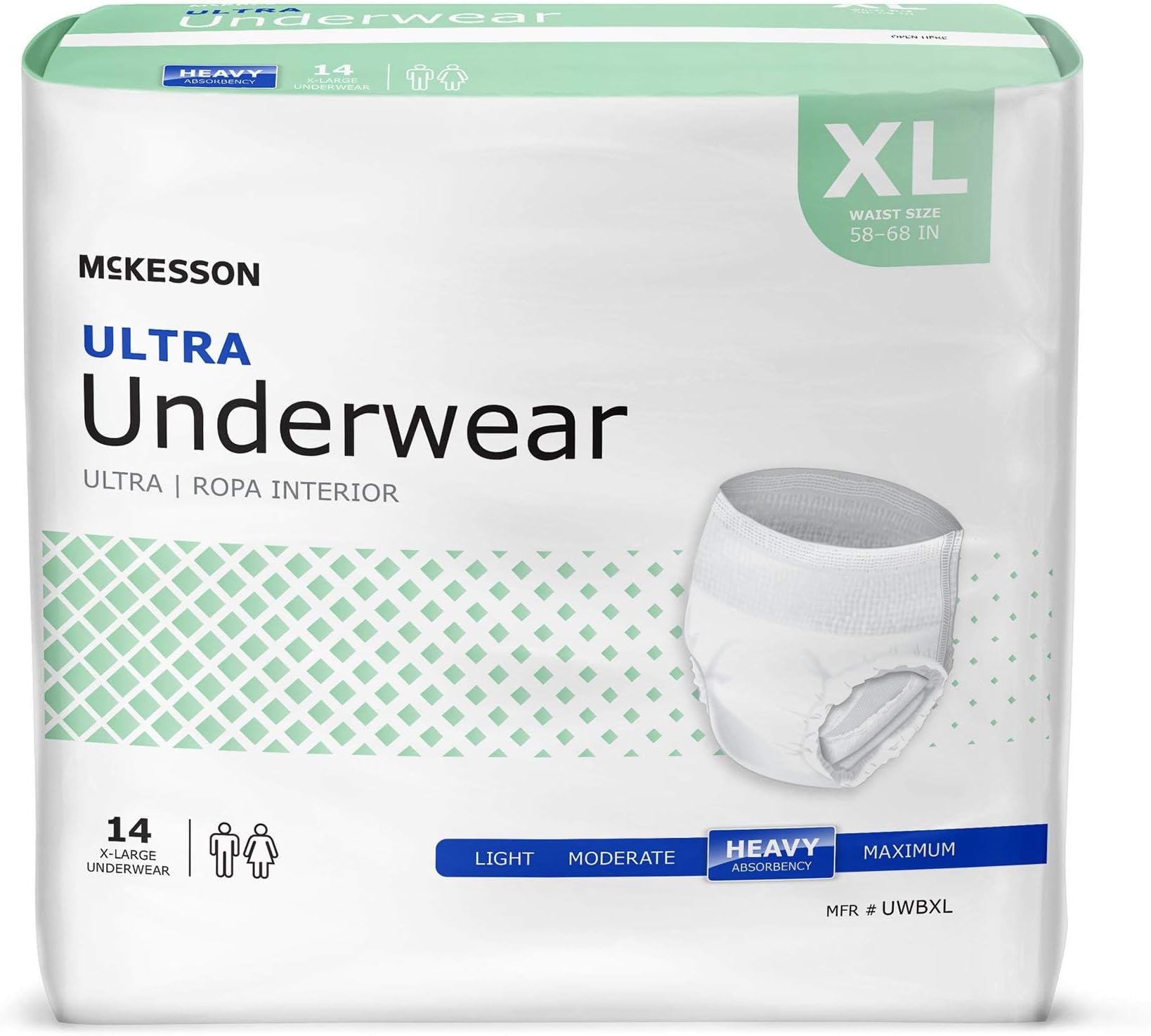 Ultra Adult Incontinence Underwear, [14 Count], Heavy Absorbency, XL, 58-68 in. Unisex Bladder Leak Protection, Pull-On Style with Tear-Away Sides, Postpartum and Incontinence Support