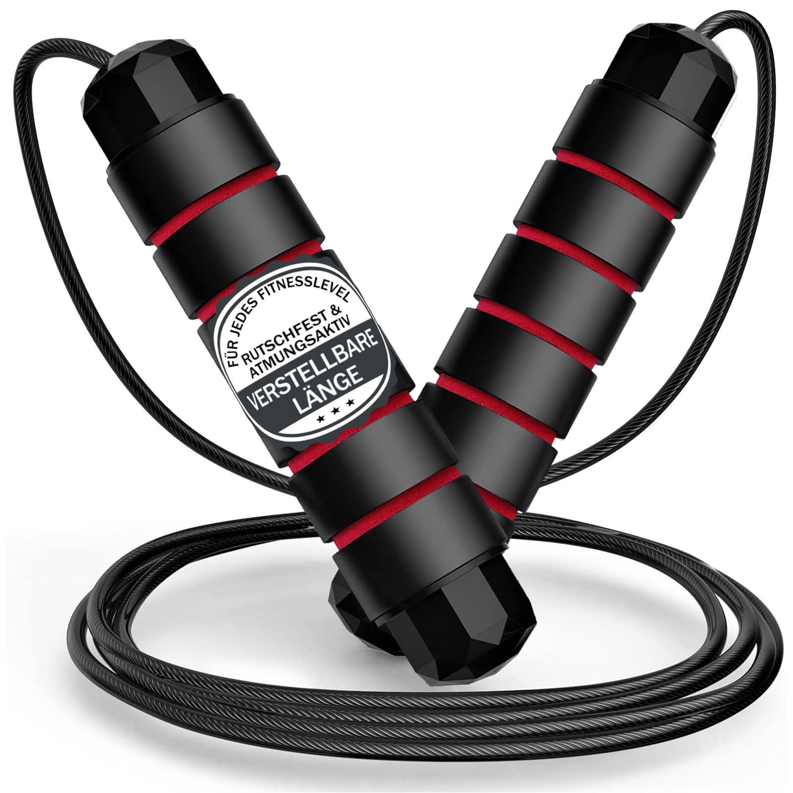 Springseil Erwachsene Fitness - 3 Meter Länge Verstellbare Seilspringen Erwachsene, Rutschfest Jump Rope mit Ergonomisch Schaum Griffe für Fitness & Ausdauer & Seilspringen