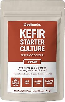 Coolinario Kefir Starter Culture (5-Pack, 1.5g Sachets) Live Probiotic Cultures for Homemade Kefir | Smooth, Creamy & Tangy | Non-GMO, No Preservatives, Gluten Free