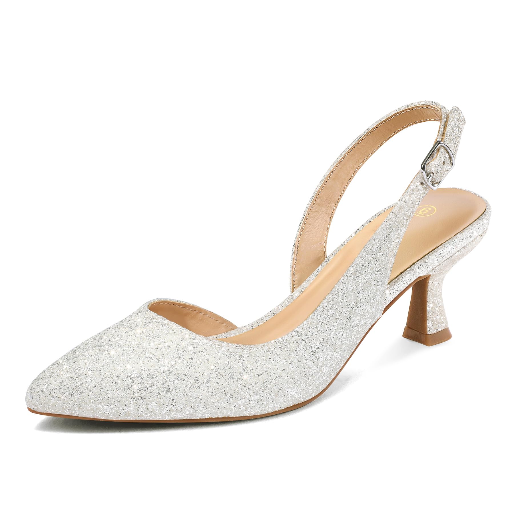 mysoft Women's Pumps Slingback Kitten Heels Pointed Toe Sexy Wedding Party Dress Pump Shoes